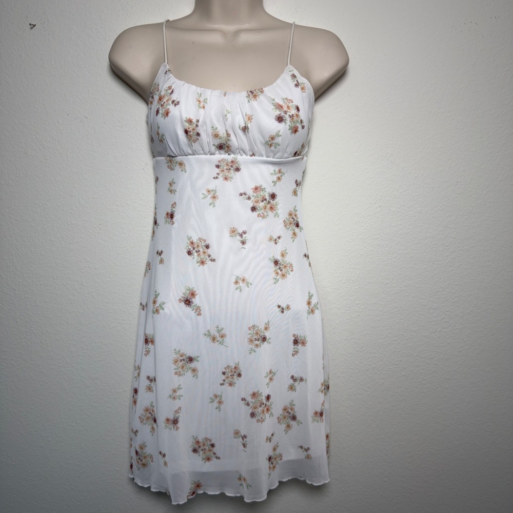 No Comment Women Coquette Mini Dress‎ Small Milkmaid Floral Mesh Ditsy Summer